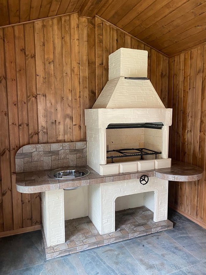 Печь № 14А — Печь барбекю с рабочим столом (фактура под кирпич)