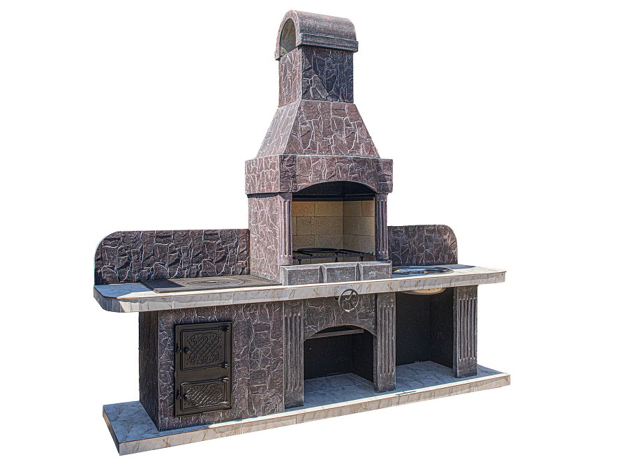 Печь № 13 — Печь барбекю с печью под казан и рабочим столом (или мойкой)